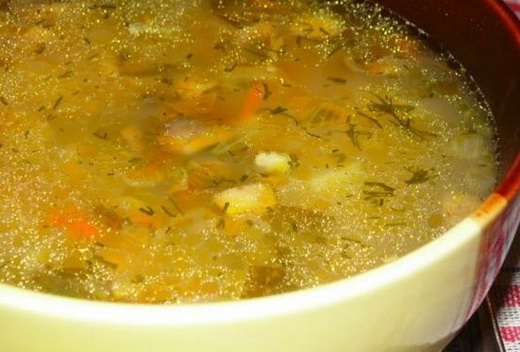 Суп с грибами дождевиками
