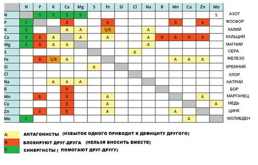 Правильно сочетание микроэлементов